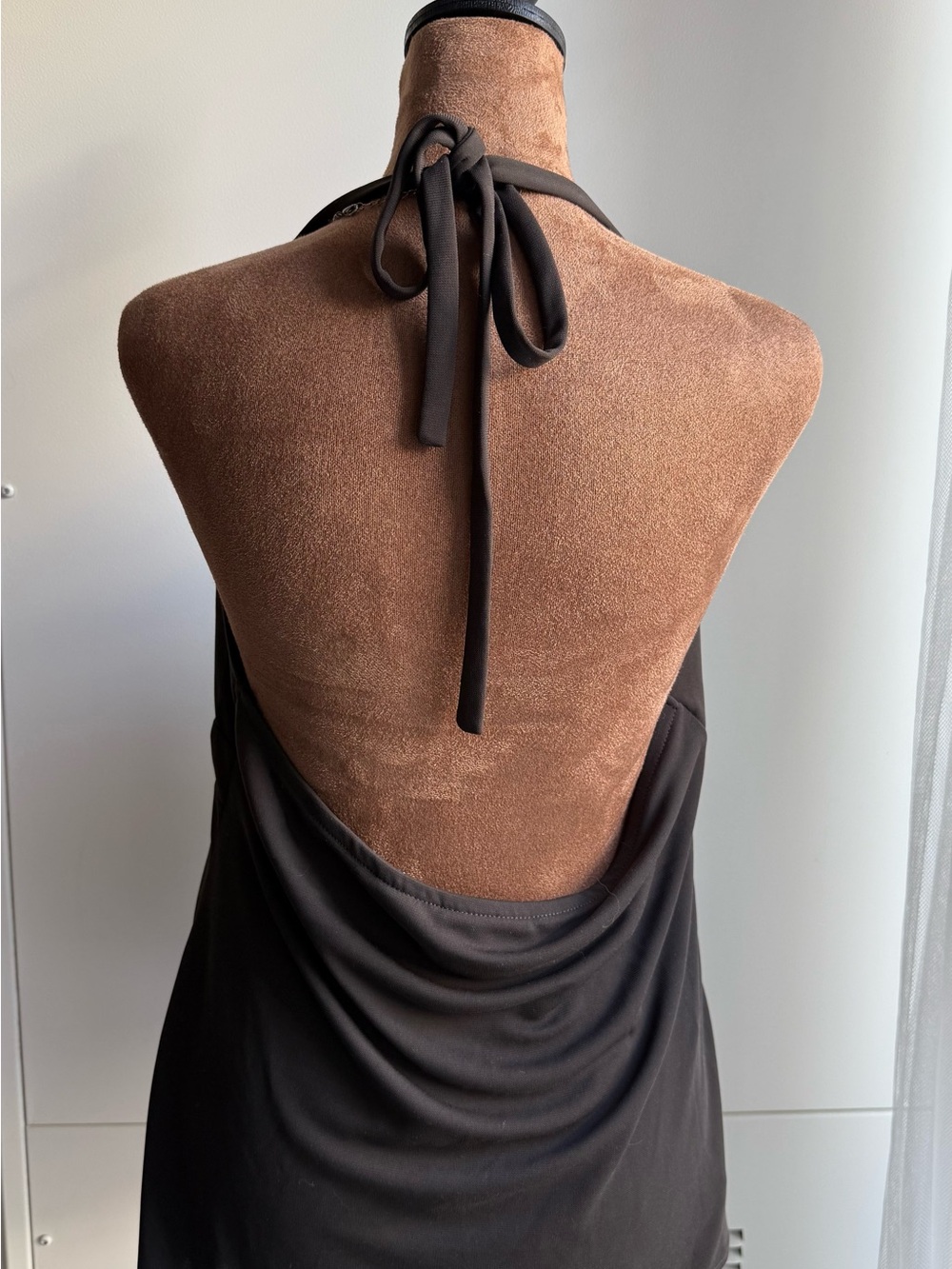 New York & Company Brown tortoise shell halter top blouse